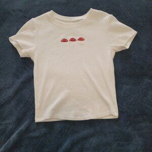 Juniors White fitted mushroom shirt